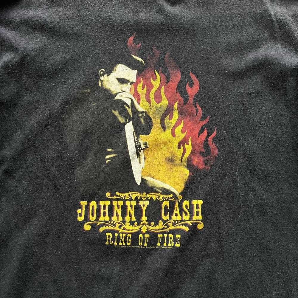 Vintage Johnny Cash T-Shirt Men's 3X Black Ring of Fire Zion Band Country Y2K - Picture 2 of 5